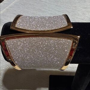 Gold-Tone Glitter Open Cuff Bracelet – Good Condition